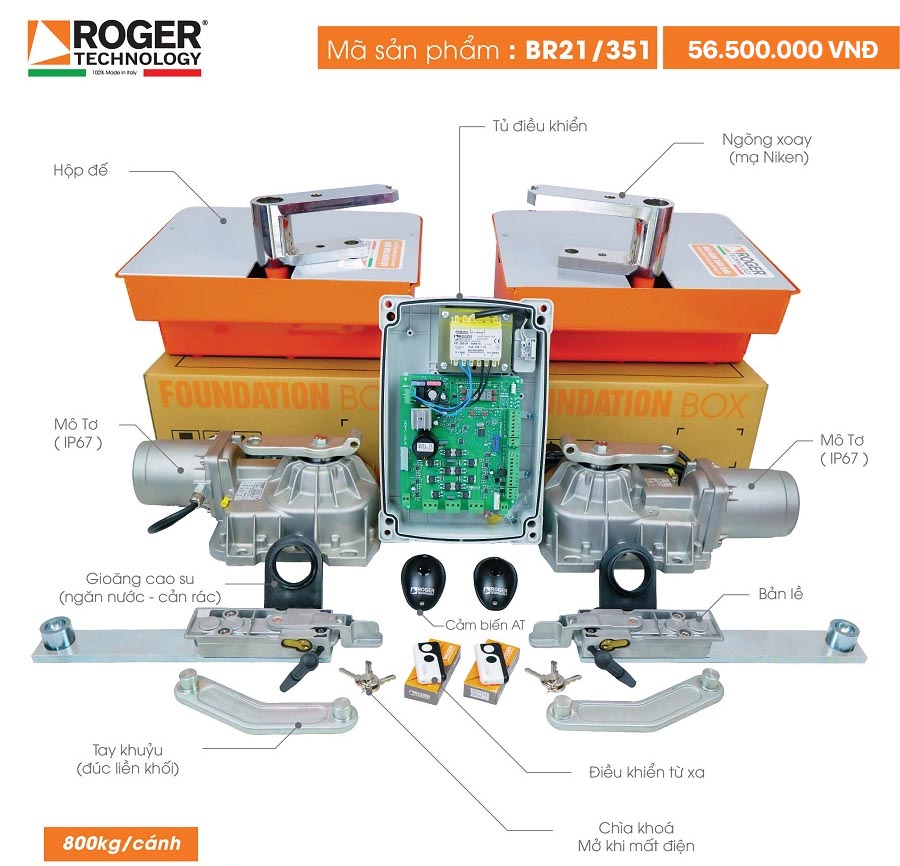 Motor cổng tự động âm sàn Roger Italia BR21/351 – 36V